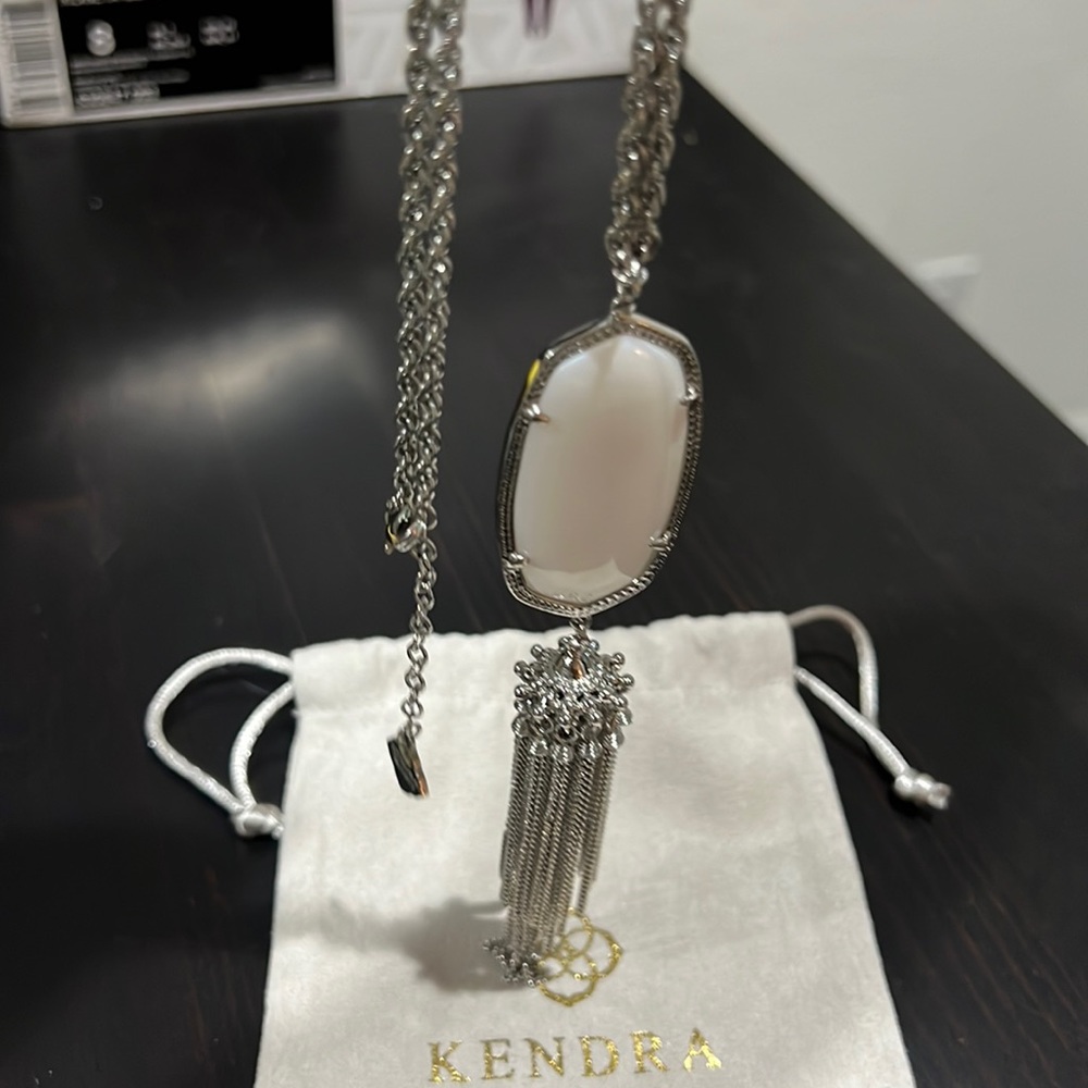 Kendra Scott White/Silver long tassel necklace